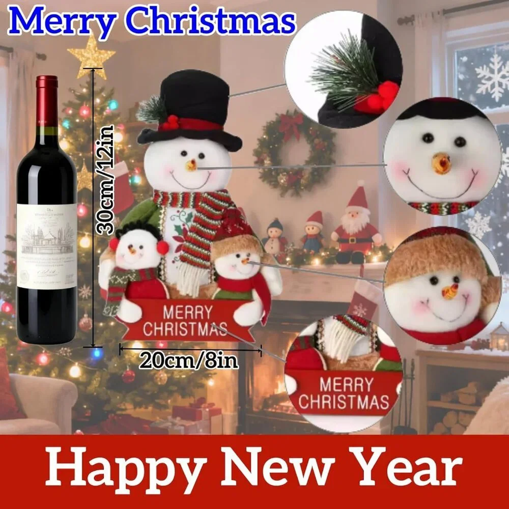 12 Inch Plush Christmas Stuffed Snow Man Ornaments Winter Decorations For Table